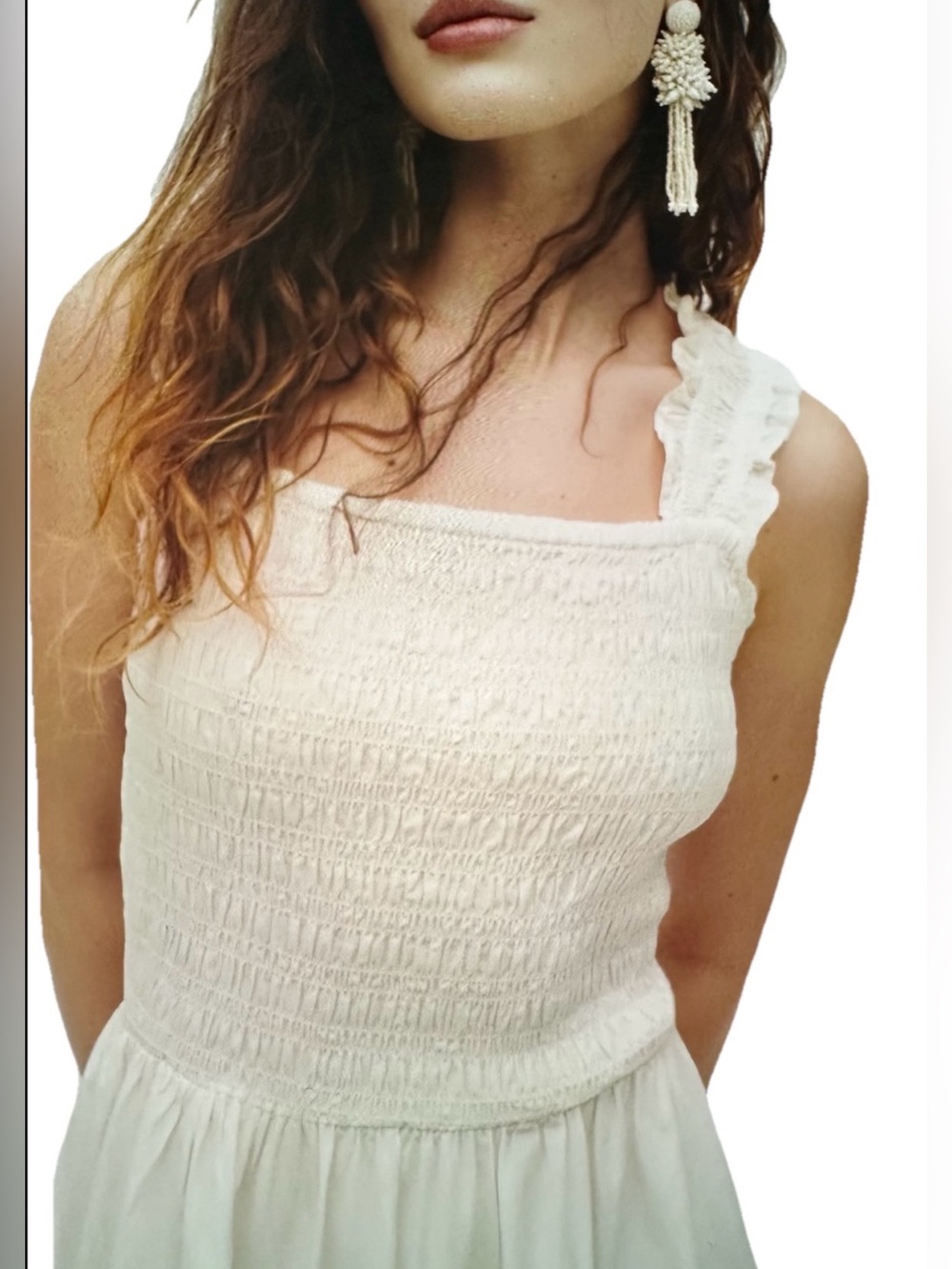 H&M Divided Smocked Poplin White Dress - Medium - Picture 3 of 9